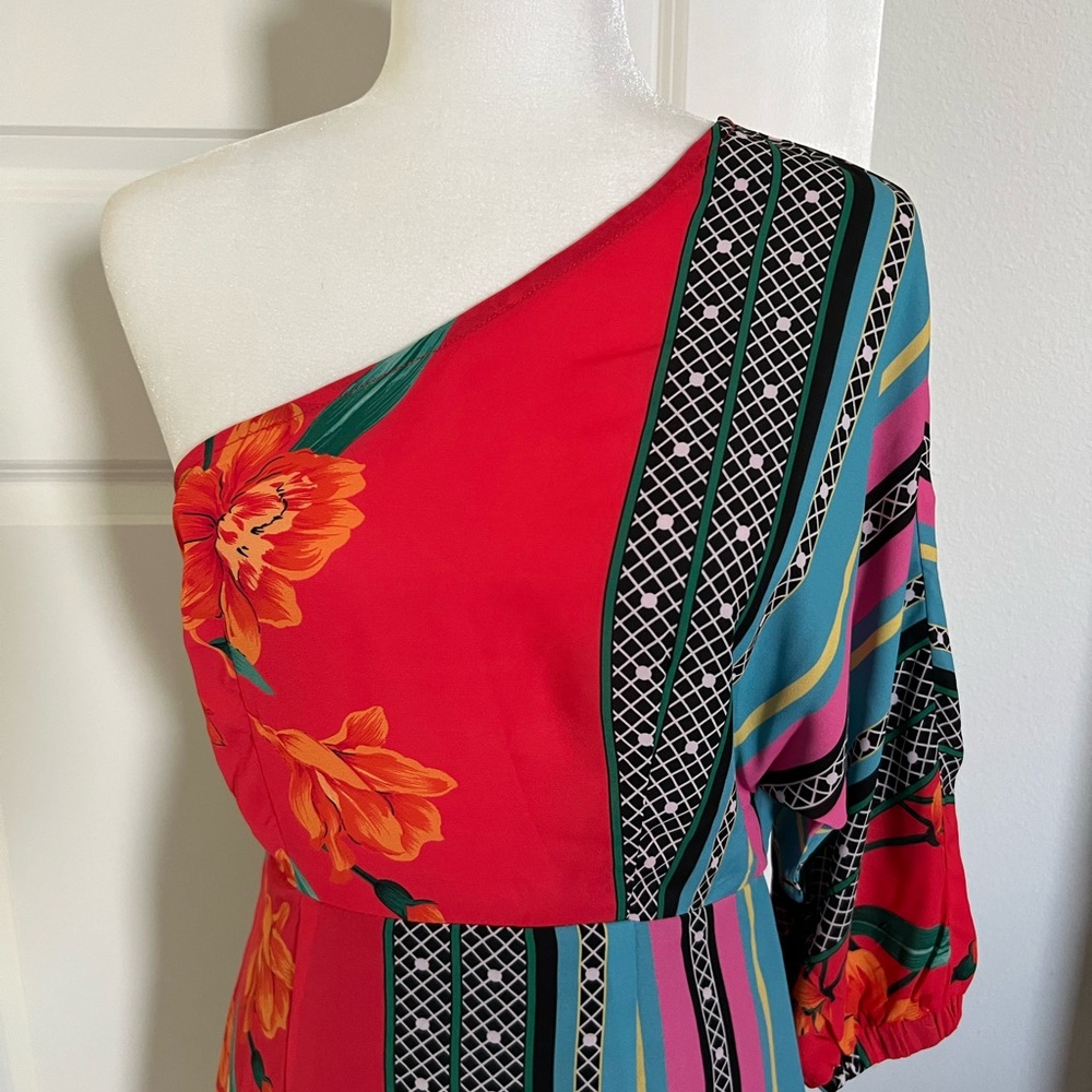 EUC SHEIN Multicolor One-Shoulder Dress 6 - Picture 2 of 10